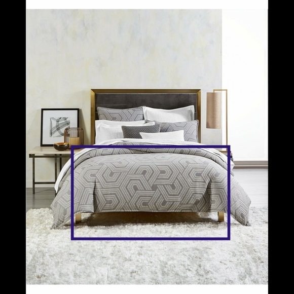 NIB Hotel Collection‎ Textured Hexagon King Duvet Only in Grey - Picture 9 of 11